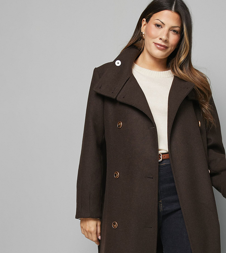 Solid Funnel Neck Coat