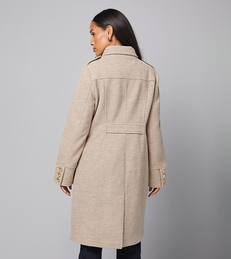 Solid Button Down Military Coat