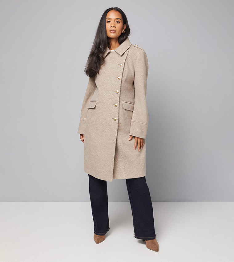 Solid Button Down Military Coat