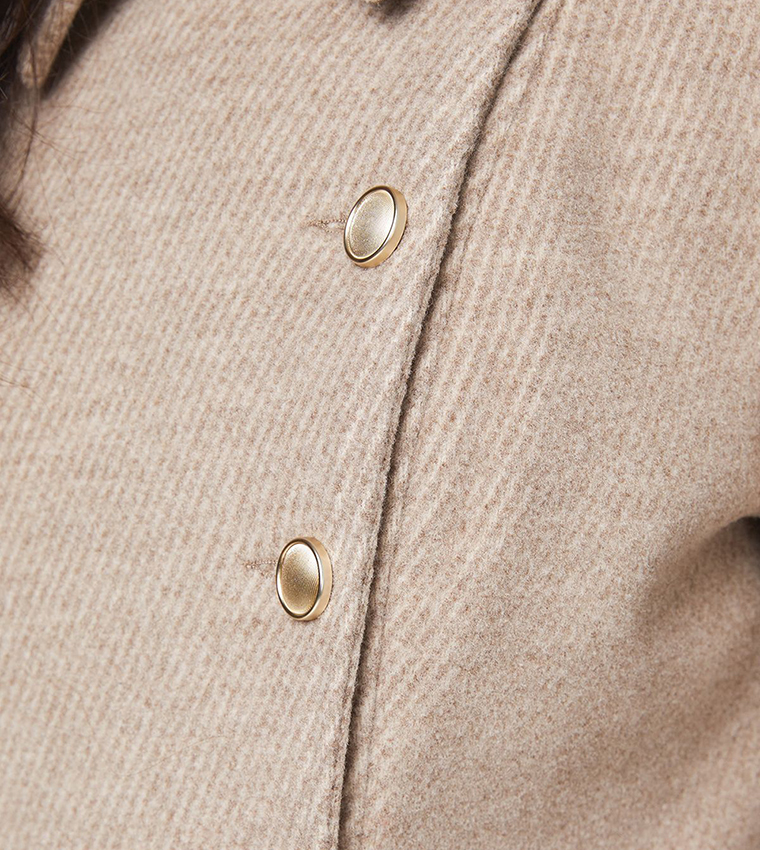 Solid Button Down Military Coat