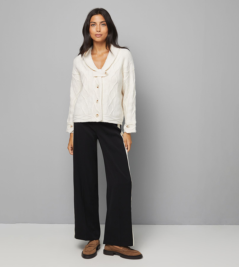 كارديغان محبوك بياقة شال 