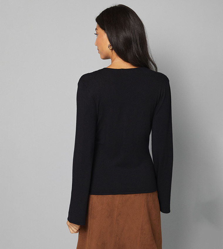 Wrap Front V-Neck Sweater