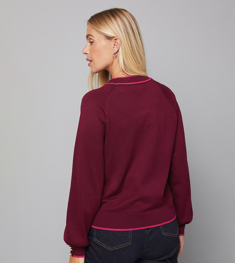 واليس   سترات بياقة دائرية - أحمر Round Neck Sweaters