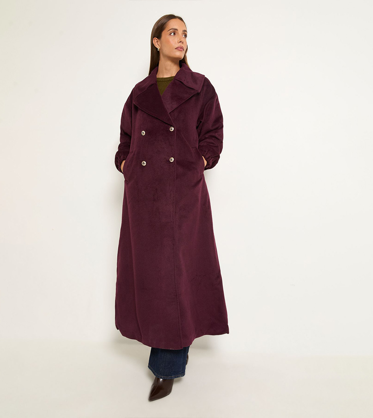 Elastic Cuff Collar Detail Coat