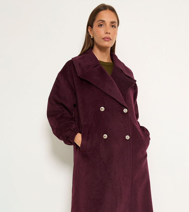 Elastic Cuff Collar Detail Coat