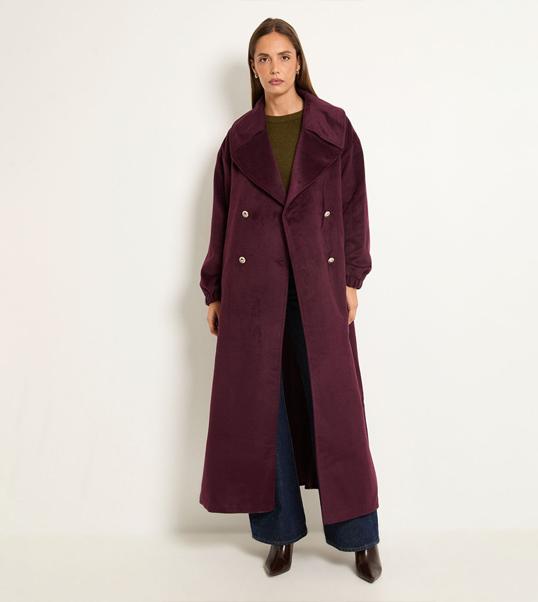Elastic Cuff Collar Detail Coat