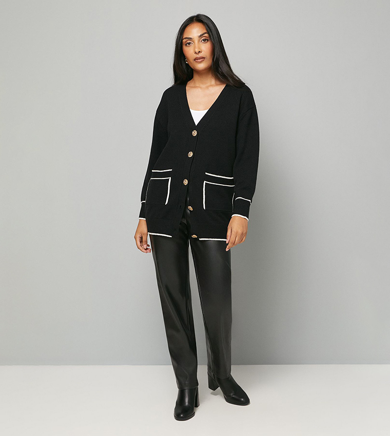 Petite Tipped Button Through Cardigan