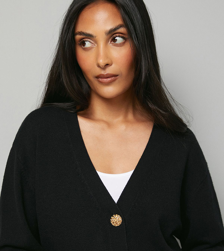 Petite Tipped Button Through Cardigan