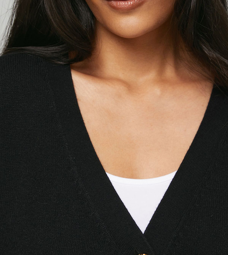 Petite Tipped Button Through Cardigan