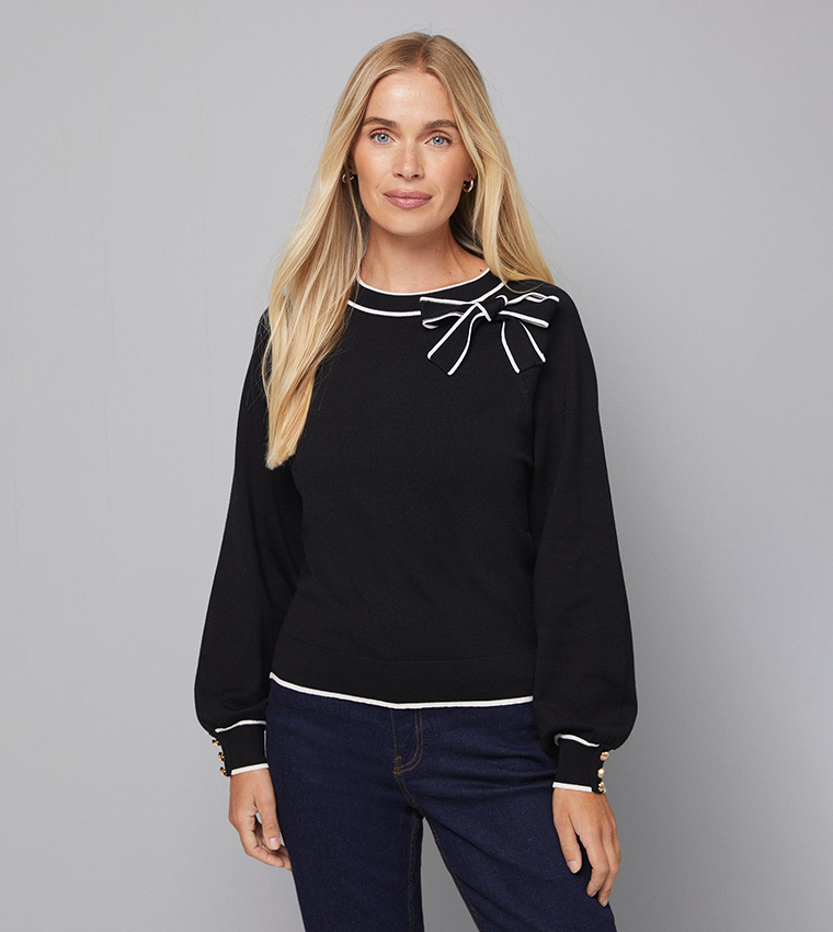 واليس   سترات بياقة دائرية - أسود Round Neck Sweaters