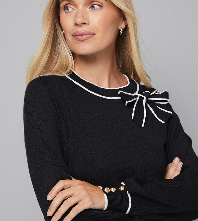 واليس   سترات بياقة دائرية - أسود Round Neck Sweaters
