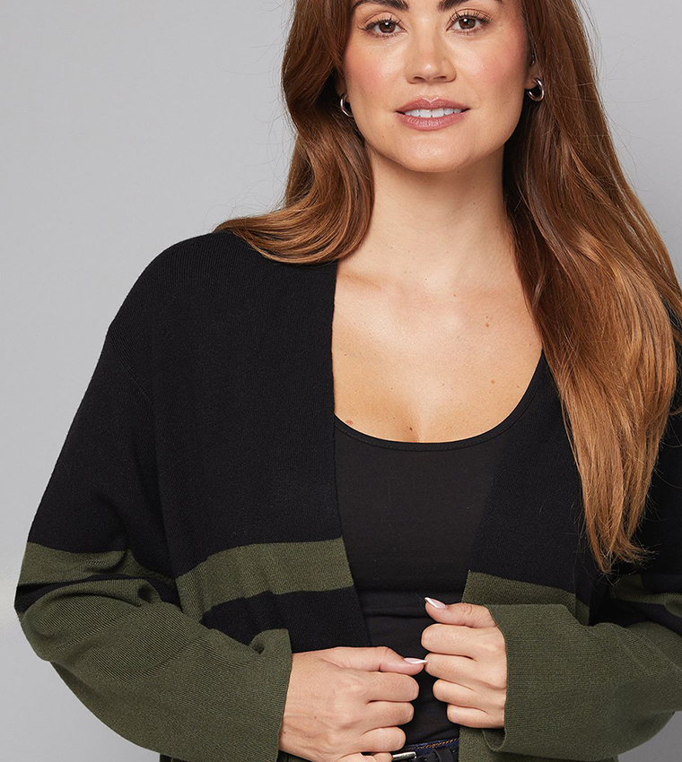 Colour Block Long Sleeves Cardigan