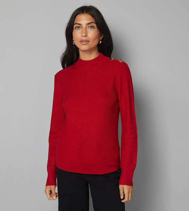 Zigzag Stitch High Neck Sweater