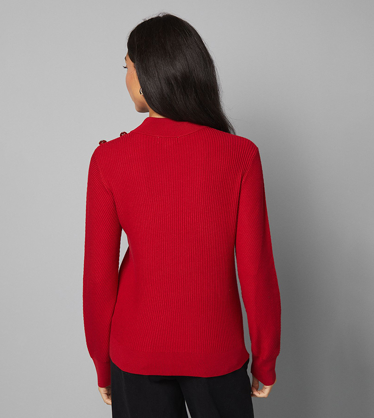 Zigzag Stitch High Neck Sweater