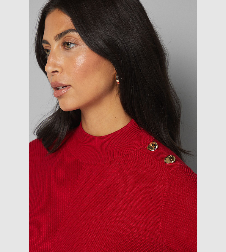 Zigzag Stitch High Neck Sweater