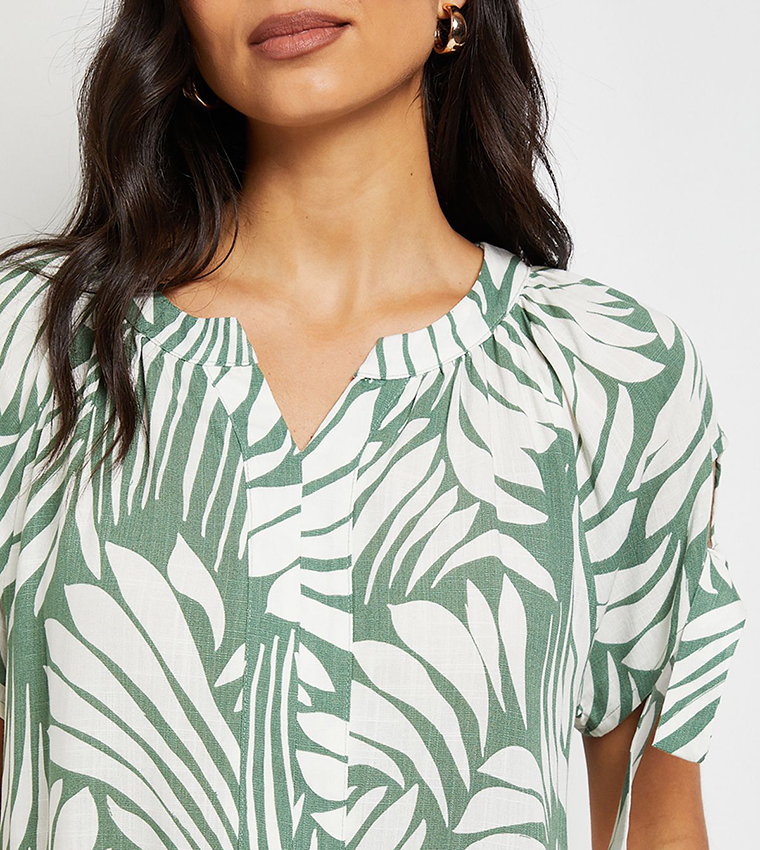 Abstract Tie Short Sleeves Top