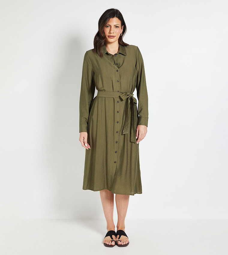 Collared Button Through Shirt Dress