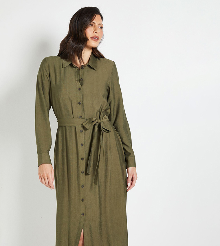 Collared Button Through Shirt Dress