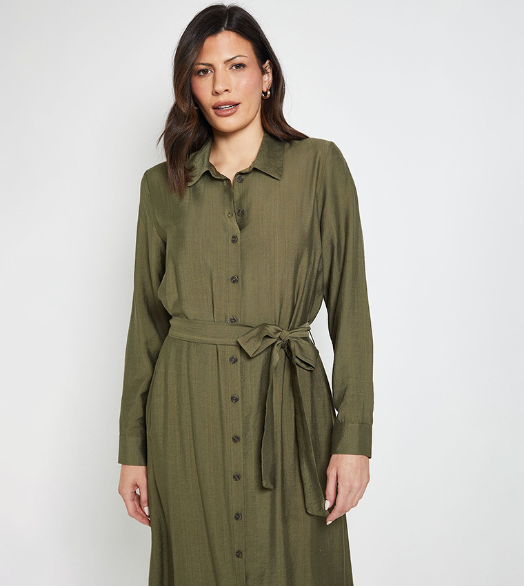 Collared Button Through Shirt Dress