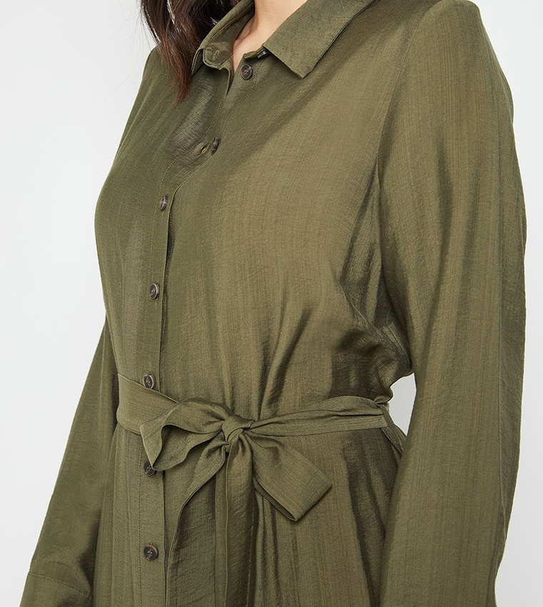 Collared Button Through Shirt Dress