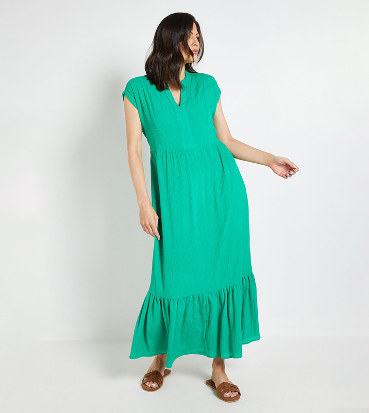 green cheesecloth dress WYSE London - Alina Dress main image 1