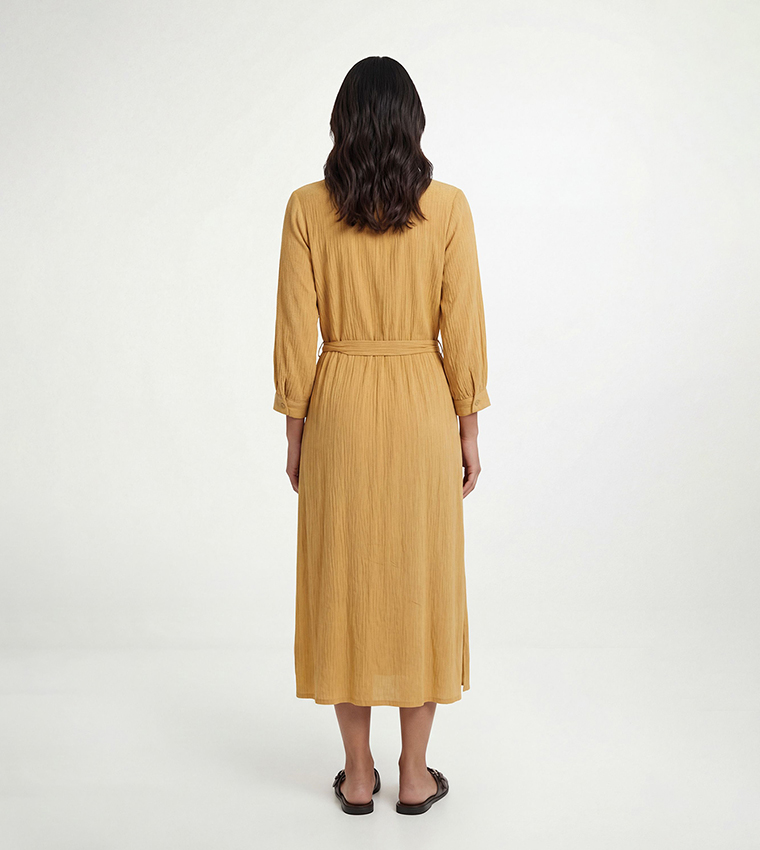 Short Sleeves Cheesecloth Midi Dress