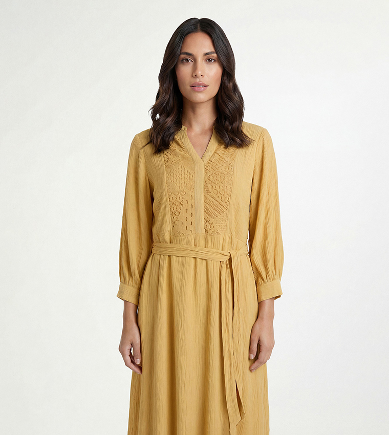 Short Sleeves Cheesecloth Midi Dress