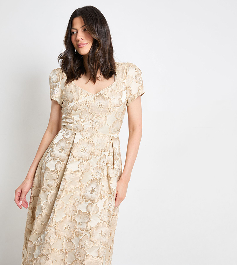 Jacquard Seam Detail Midi Dress