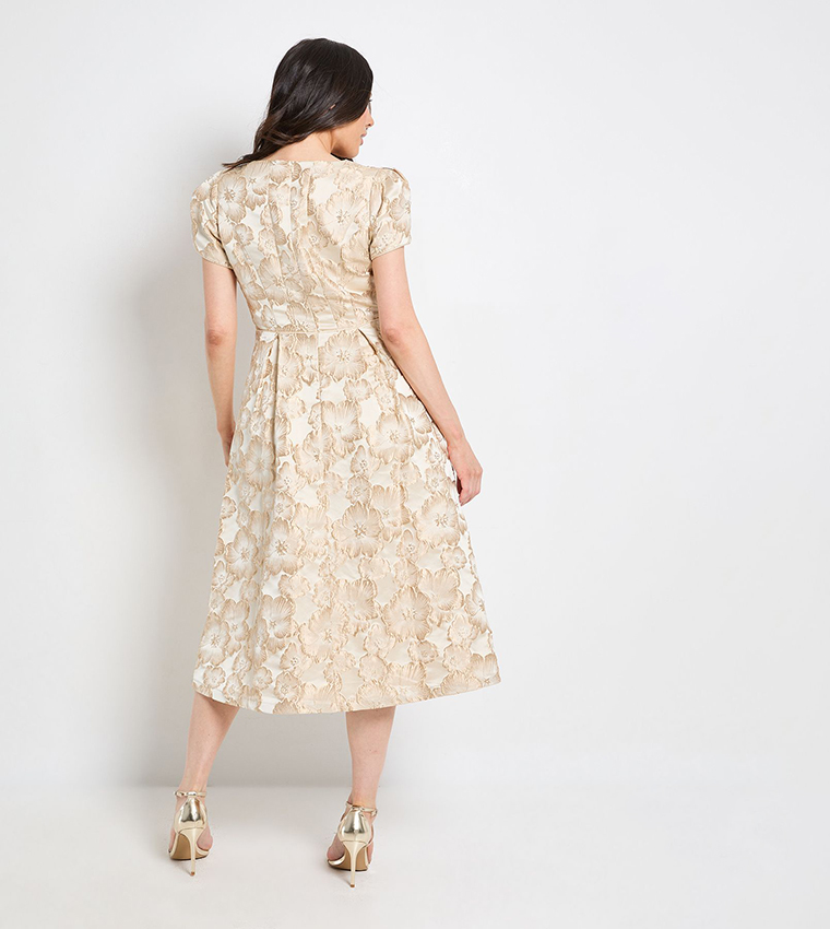 Jacquard Seam Detail Midi Dress