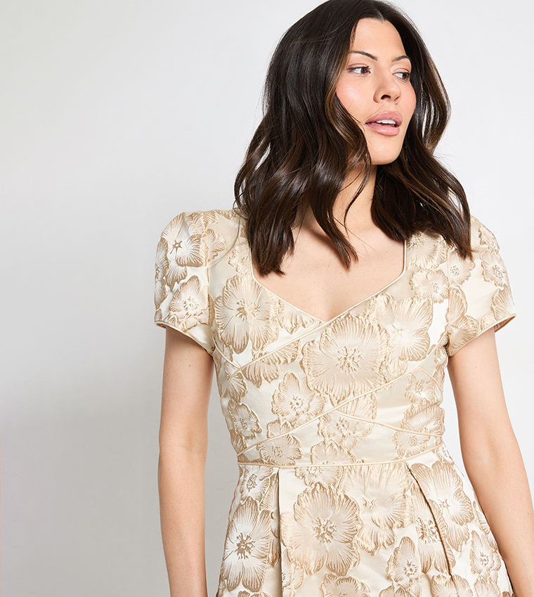 Jacquard Seam Detail Midi Dress