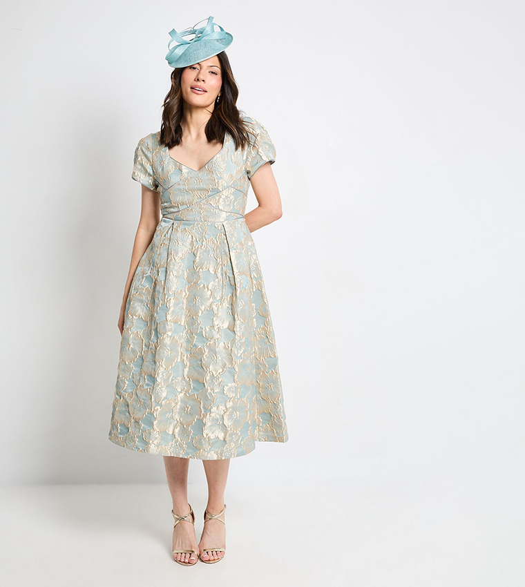 Jacquard Seam Detail Midi Dress