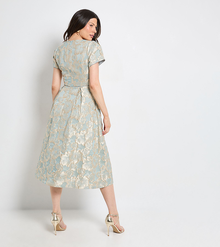 Jacquard Seam Detail Midi Dress