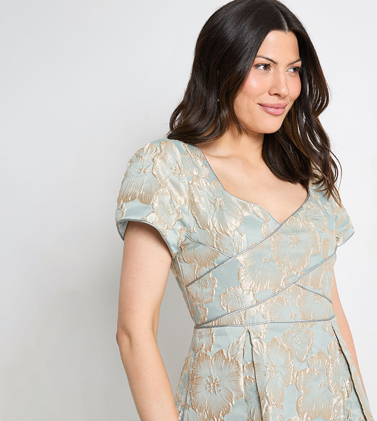 Jacquard Seam Detail Midi Dress
