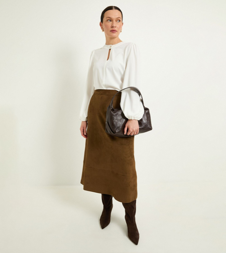 Button Detail Keyhole Neck Top