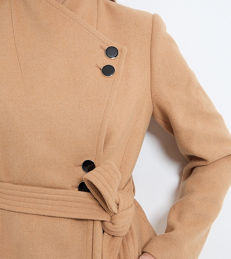 Solid Belted Long Coat