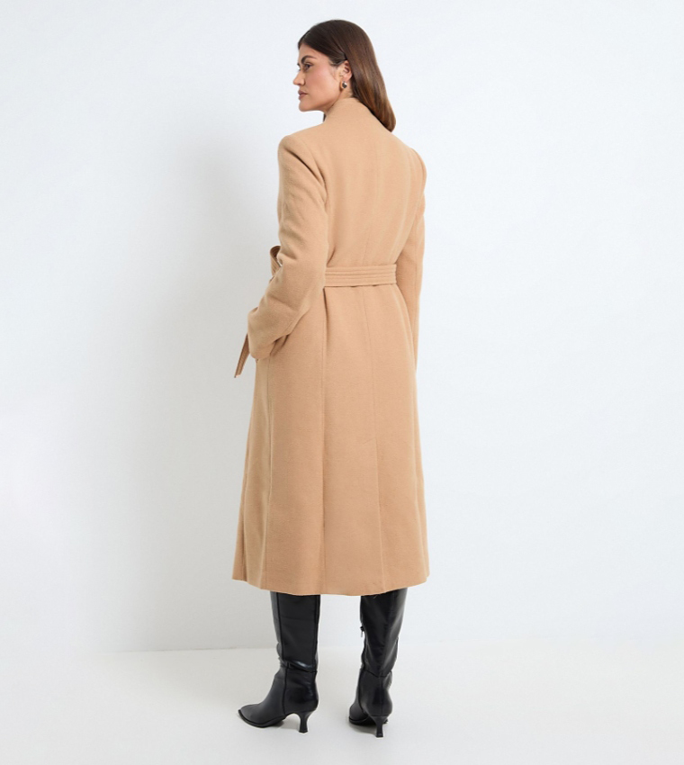 Solid Belted Long Coat