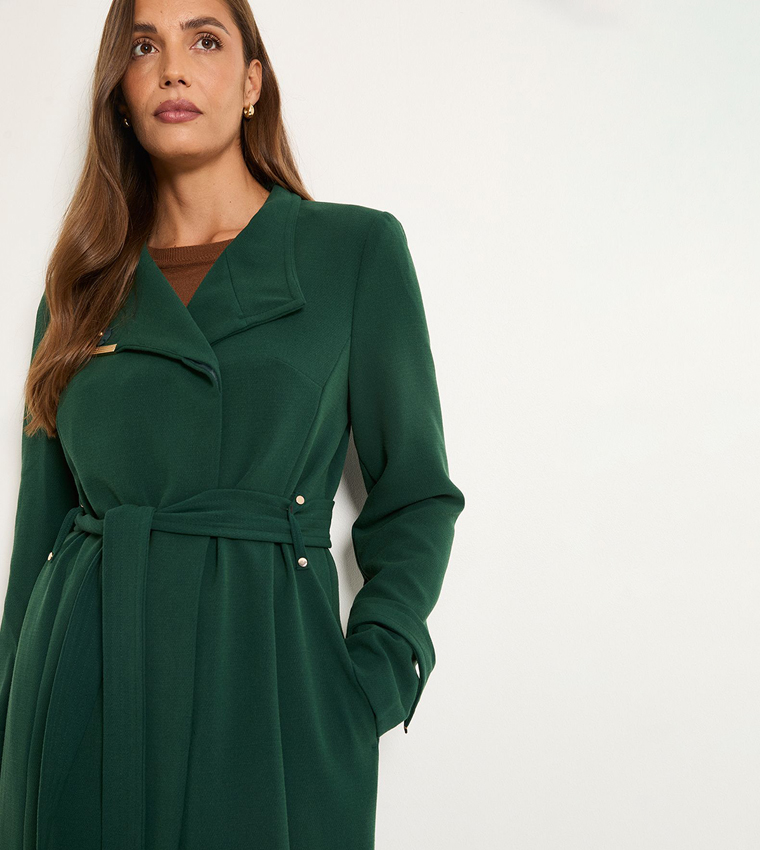 Double Crepe Wrap Belted Coat