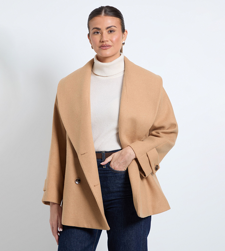 Shawl Collar Double Breasted Coat