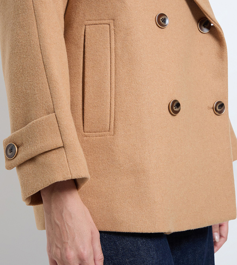 Shawl Collar Double Breasted Coat