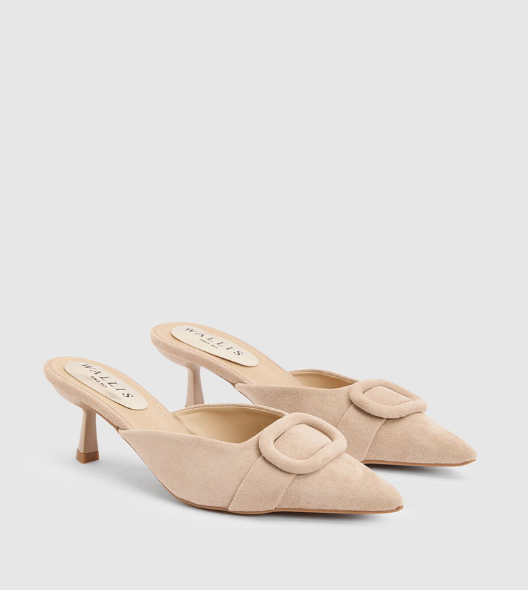 Paige Faux Suede Buckle Detail Kitten Heel Pumps