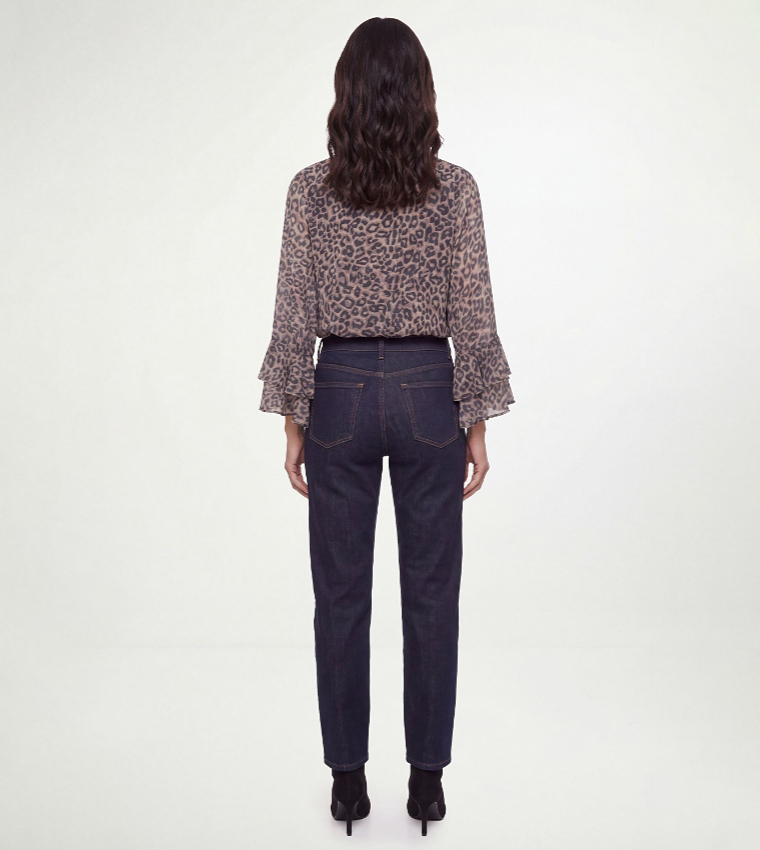Leopard Print Flute Long Sleeves Top