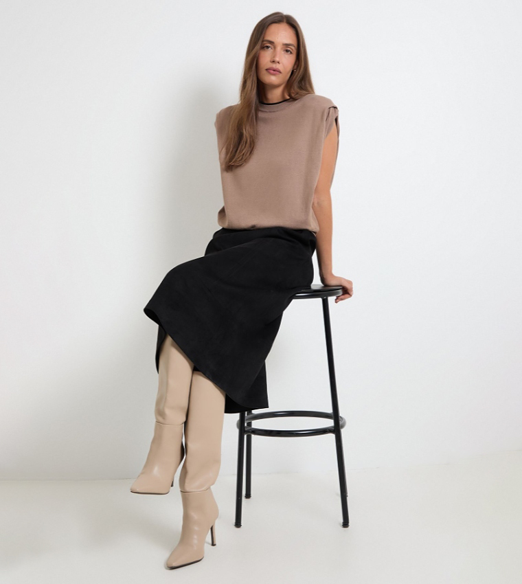 Shoulder Pad Sleeveless Knitted Top