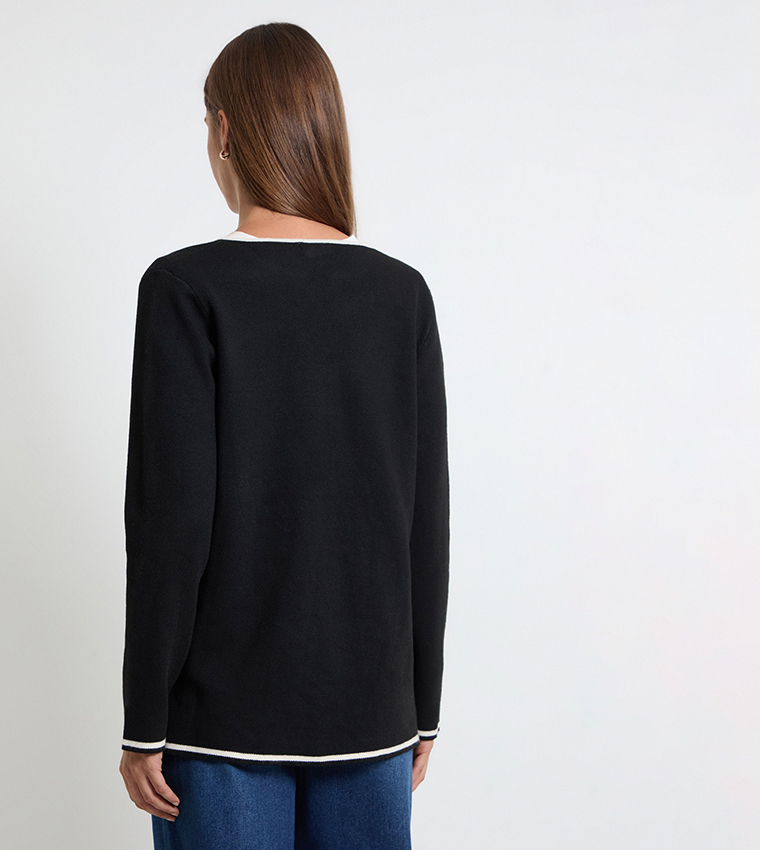 Long Sleeves Tipped Cardigan