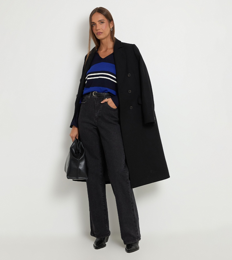 Striped Collared Knitted Sweater