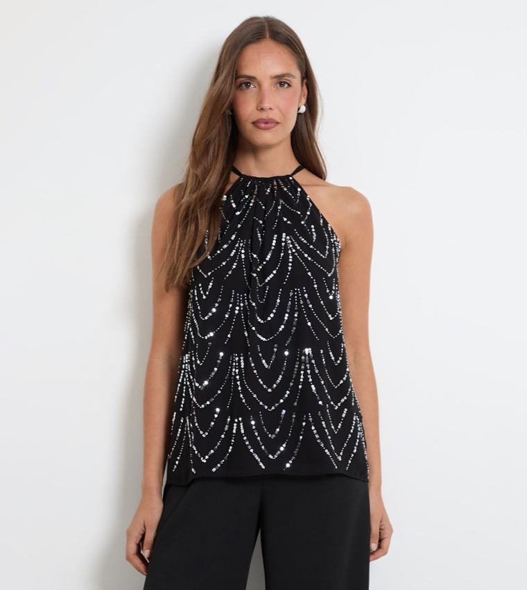 Embellished Halterneck Top
