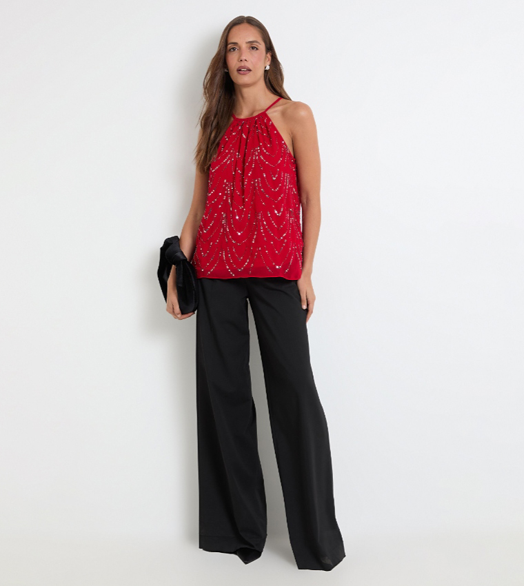Embellished Halterneck Top