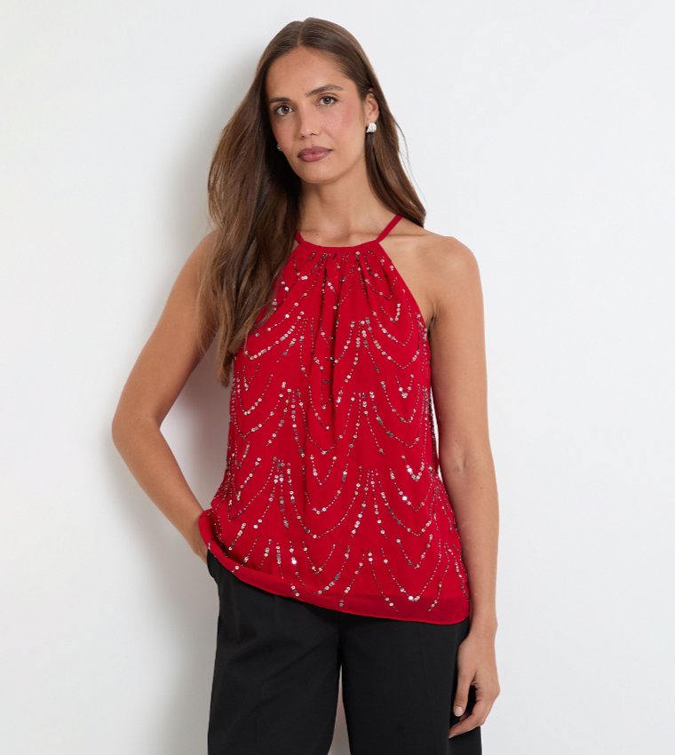 Embellished Halterneck Top