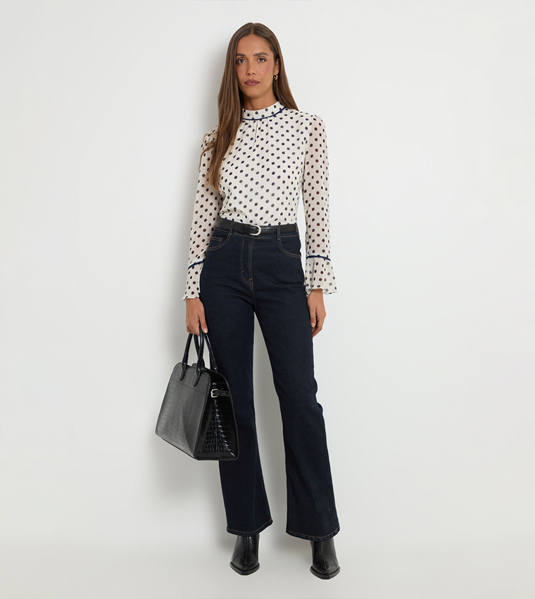 Polka Dots Ruffle Sleeves Top