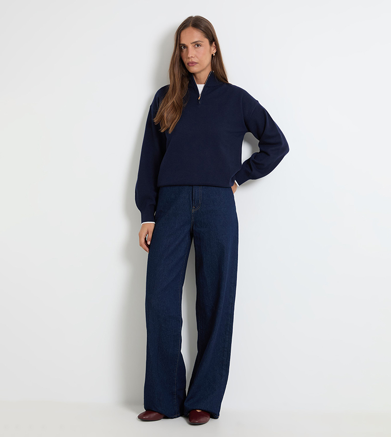Half-Zip Funnel Neck Sweater