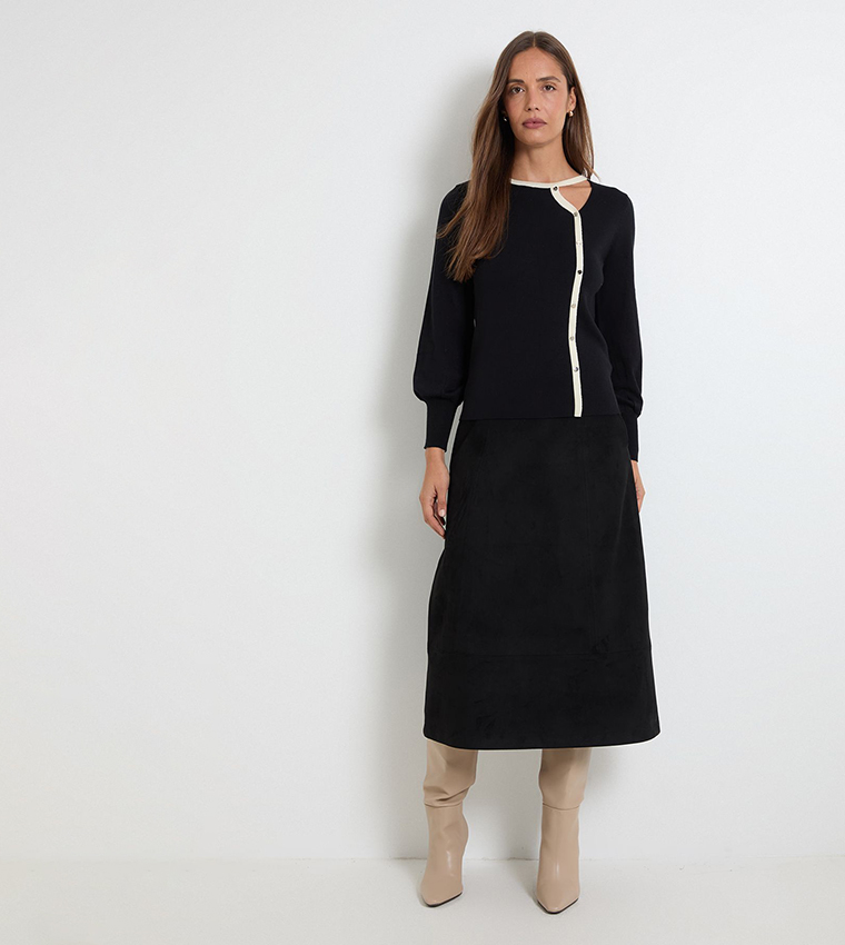 Colourblock Cut-Out Fine Knitted Sweater